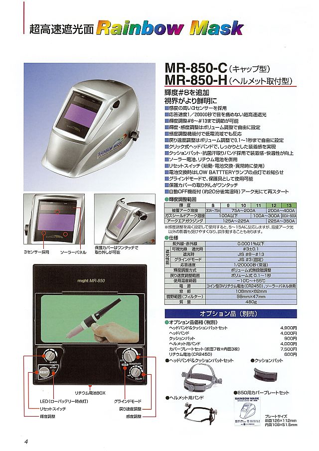 再再販！ マイト レインボーマスク 超高速遮光面 MR-930-C