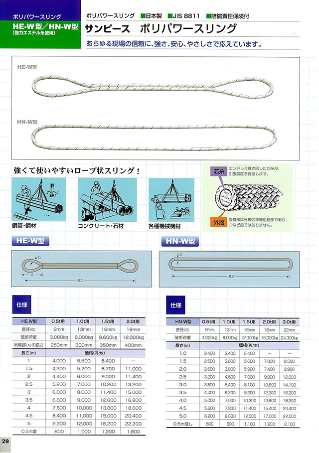 OH(オーエッチ工業) 吊具 ベルトスリング 3N-100-3.0 アピックスIIIN (エンドレス形) 最大使用荷重：6,300kg 長さ：3.0m  [受注生産品]