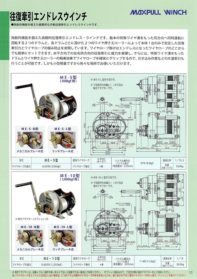 爆買いセール 機械と工具のテイクトップマックスプル工業 キャプスタン式 手動ウインチ 300kg MC-3